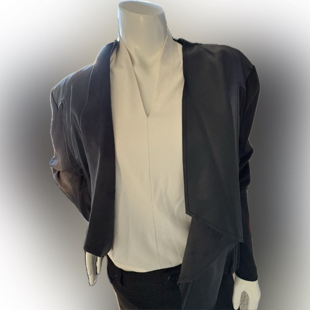 NWOT‎ Women’s edyson black faux leather and knit 
jacket / blazer w/ pockets XXL - Picture 2 of 9